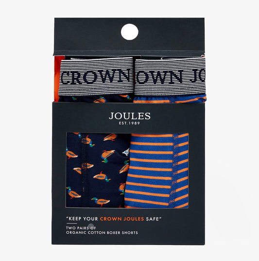 Joules CROWN JOULES Mens 2 Pack Boxers Navy Duck Goose