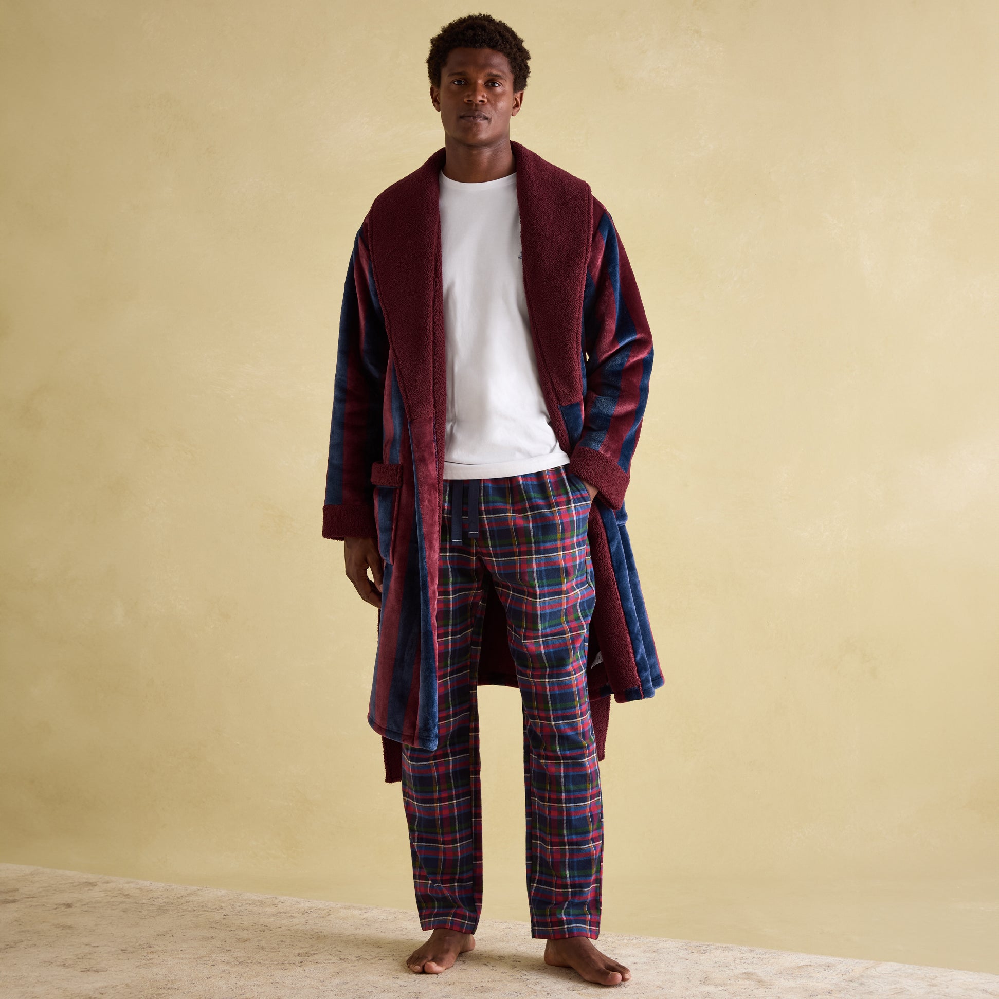 Joules MONTAGUE Mens Night Gown Navy Port Stripe