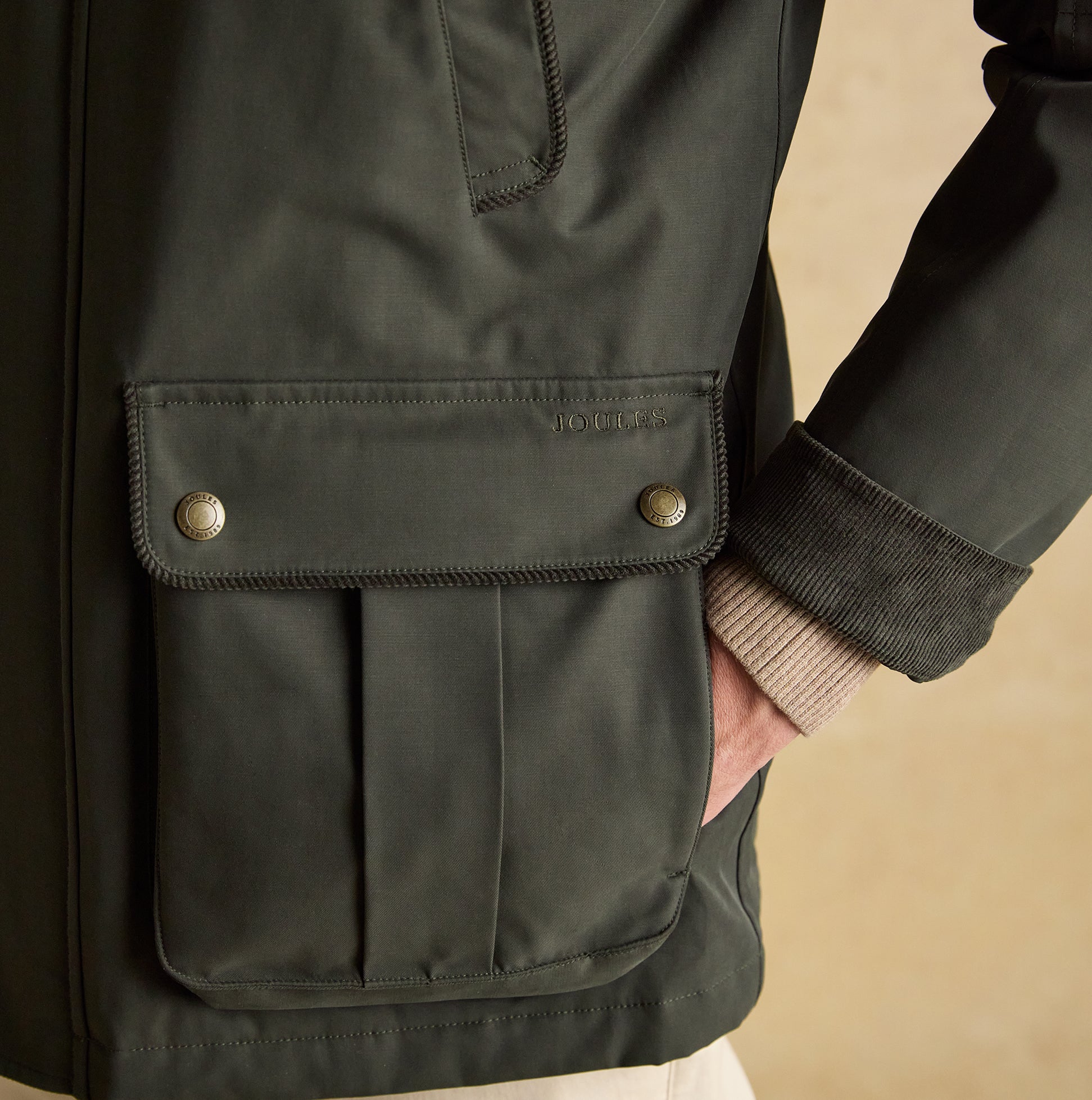 Joules FARLEIGH Mens Waterproof Midweight Country Coat Green