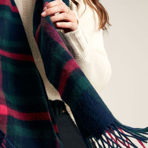 Joules LANGTREE Womens Scarf Navy Pink Check