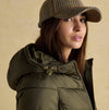 Joules MOORSDALE Womens Mid Length Showerproof Padded Coat with Hood Khaki