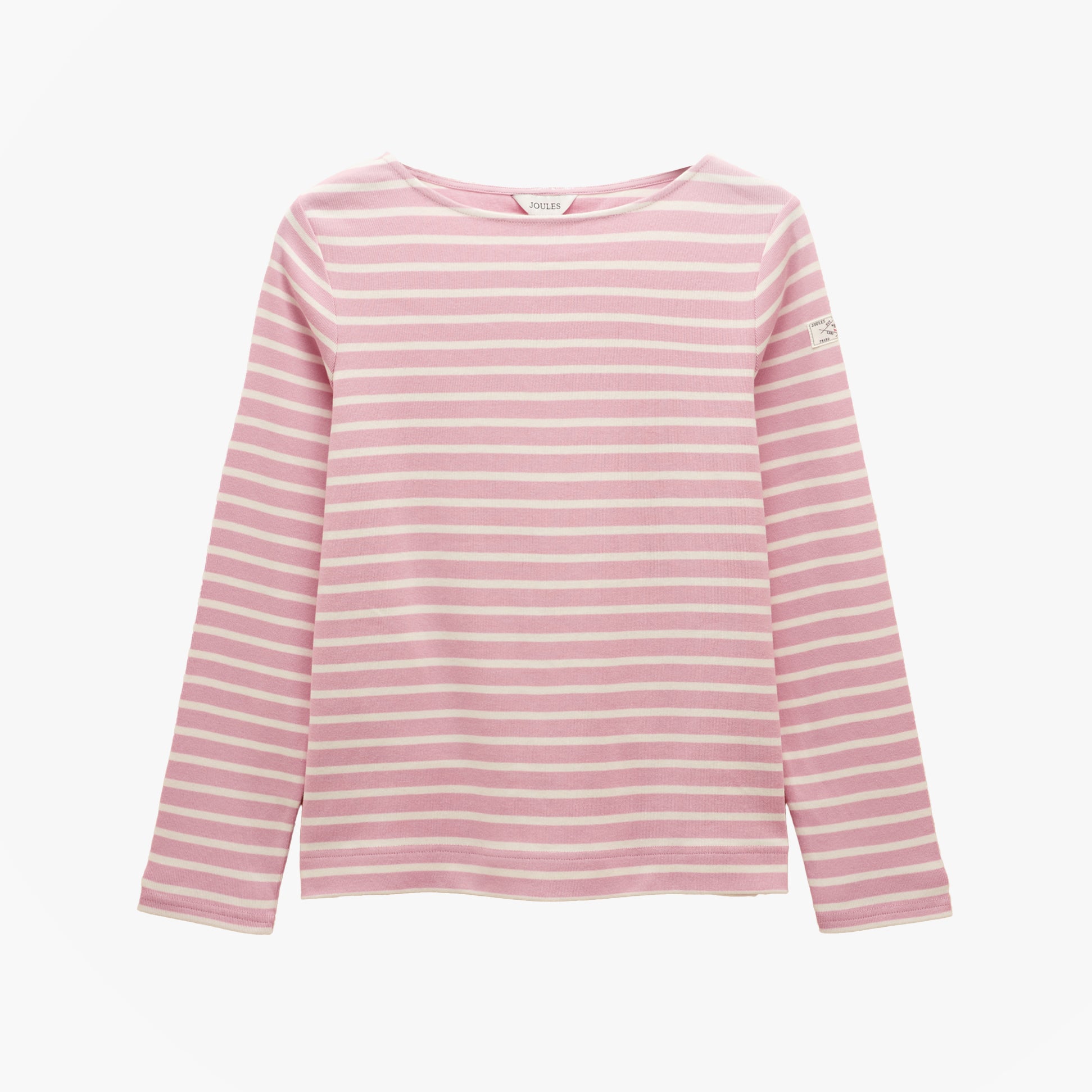 Joules HARBOUR Boat Neck 100% Cotton Breton Top Pink Stripe