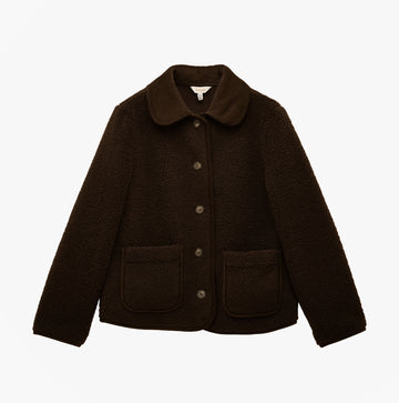 Joules Sadie Womens Collared Fleece Jacket Chocolate Brown