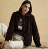 Joules Sadie Womens Collared Fleece Jacket Chocolate Brown