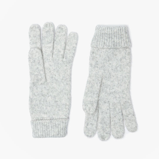 Joules ROSA Womens Gloves Grey top view showing gloves in soft grey color with ribbed cuffs and textured design.