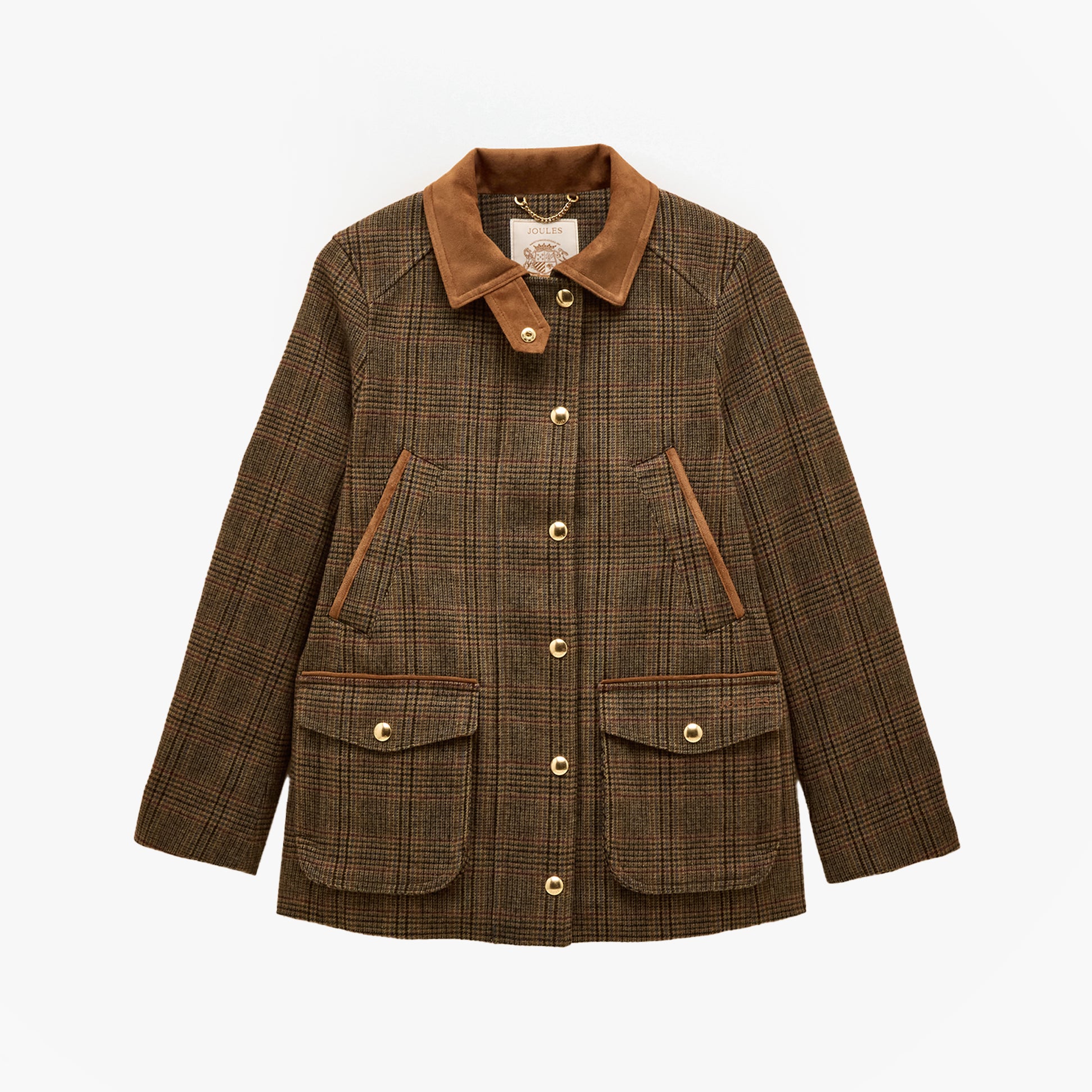 Joules CONTEMPORARY Womens Check Tweed Fieldcoat Brown