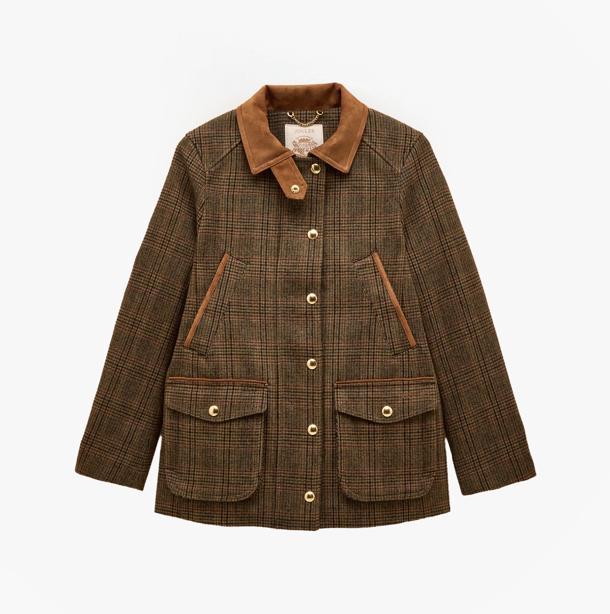 Joules CONTEMPORARY Womens Check Tweed Fieldcoat Brown