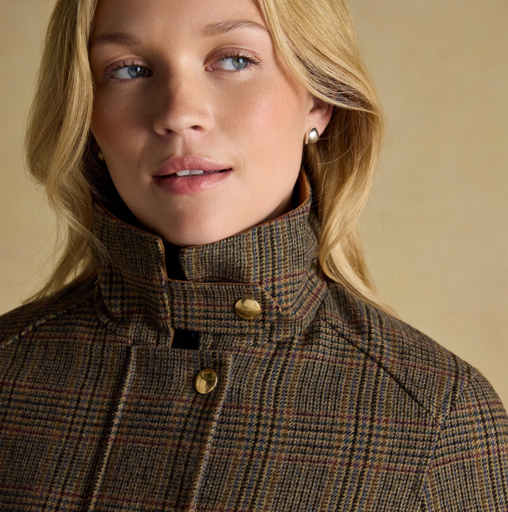 Joules CONTEMPORARY Womens Check Tweed Fieldcoat Brown