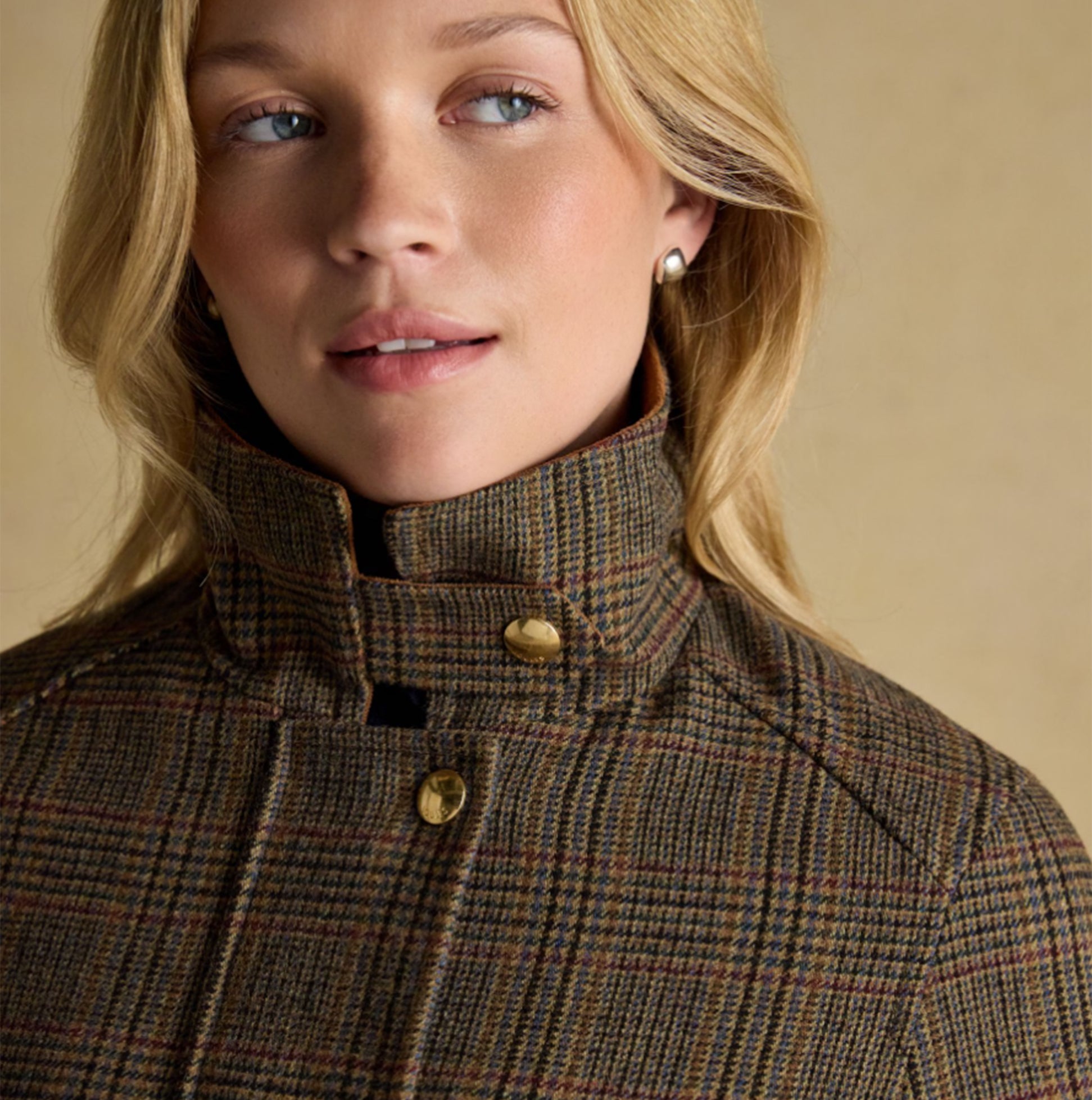 Joules CONTEMPORARY Womens Check Tweed Fieldcoat Brown