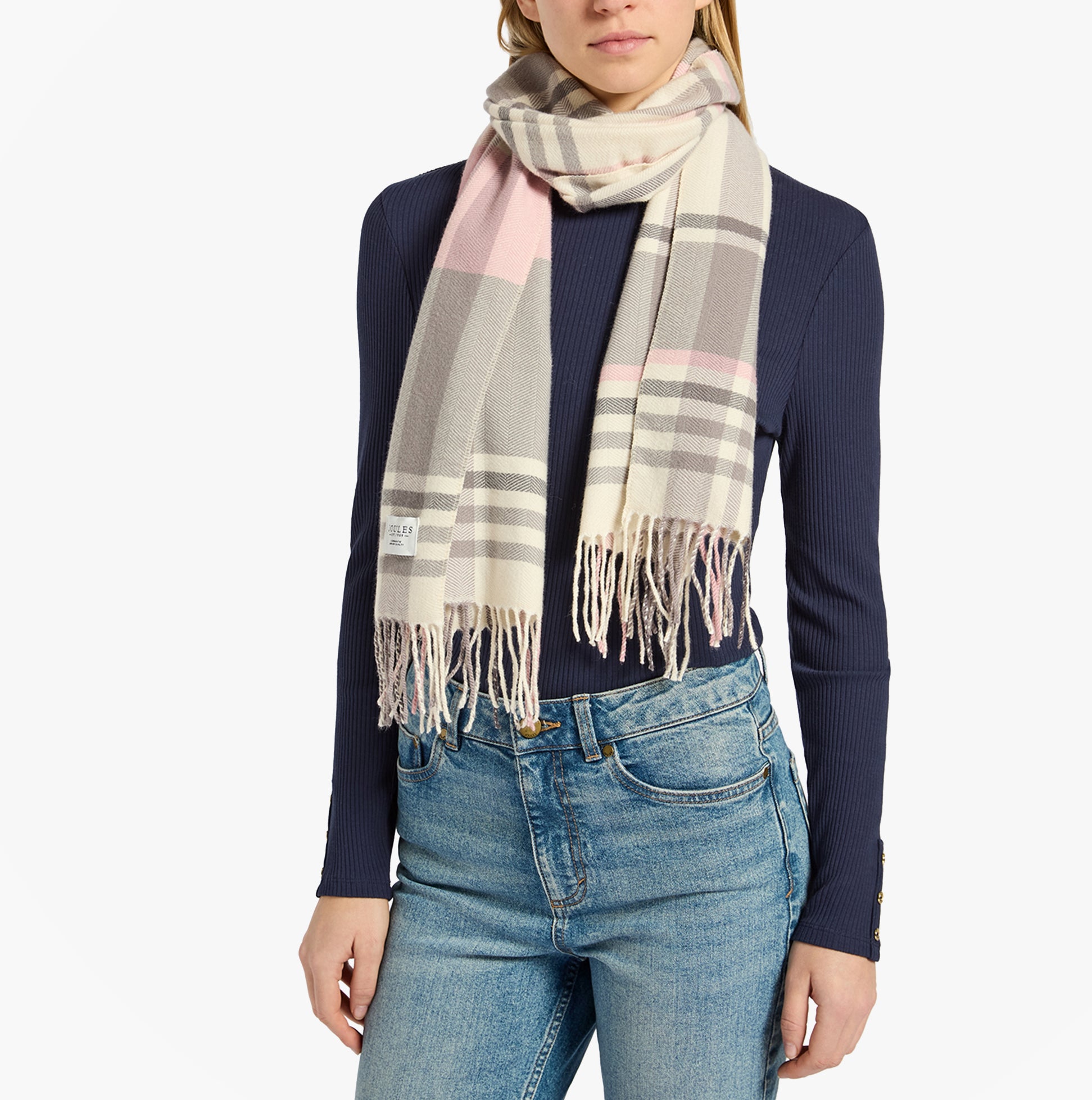 Joules LANGTREE Womens Scarf Pink/Grey