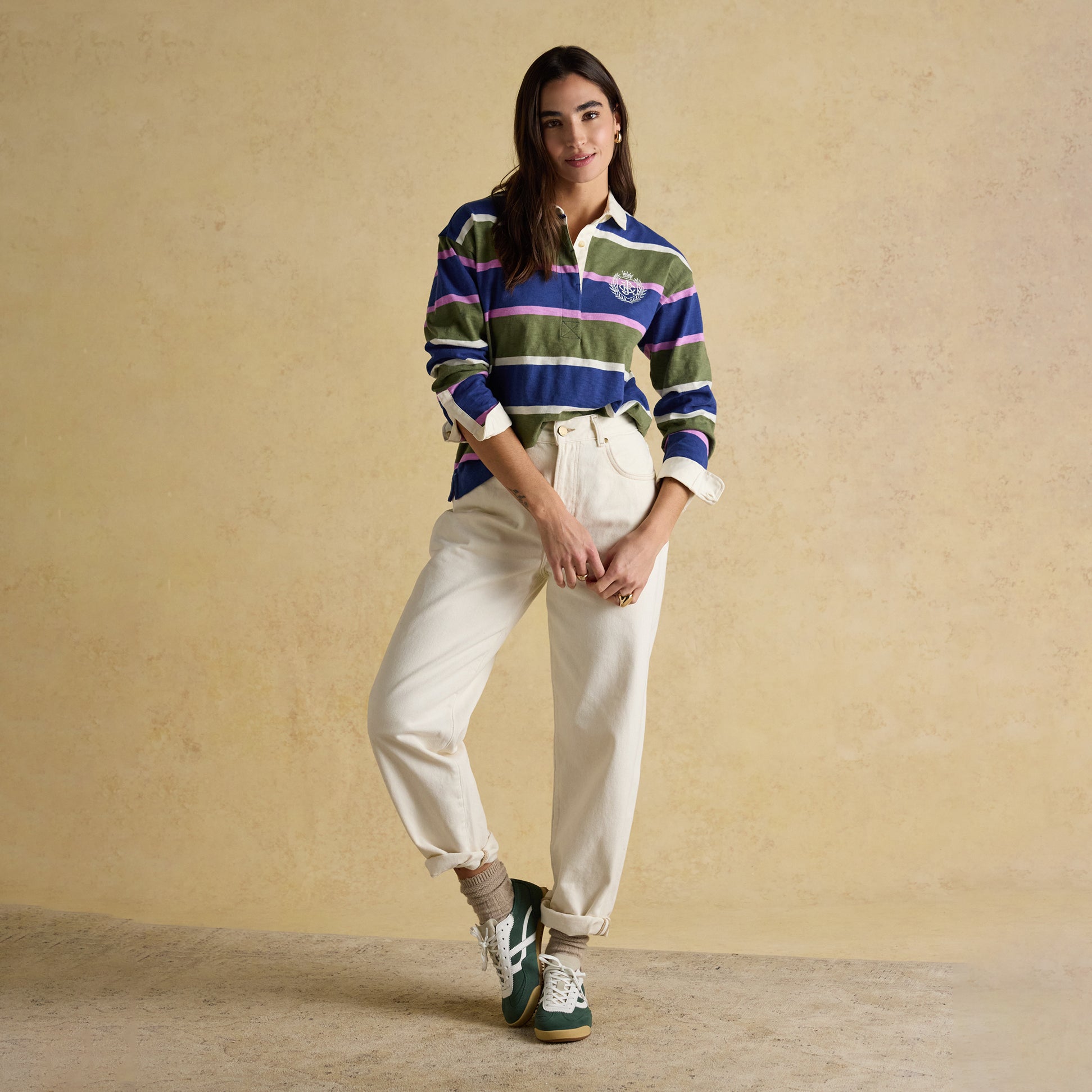 Joules LARA SLUB Womens Rugby Shirt Green