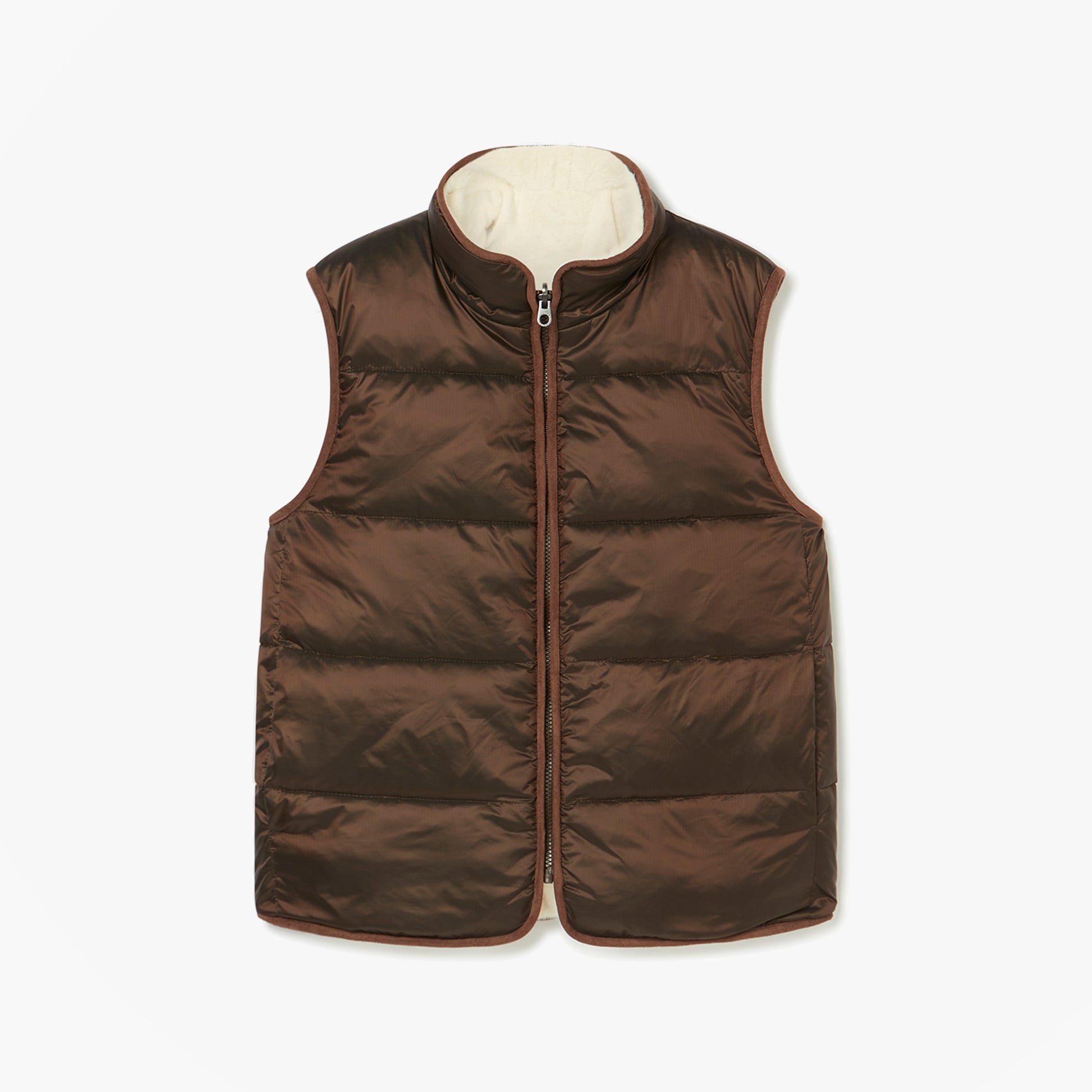 Joules REVERSIBLE FUR Faux Fur Padded Gilet Brown/Cream
