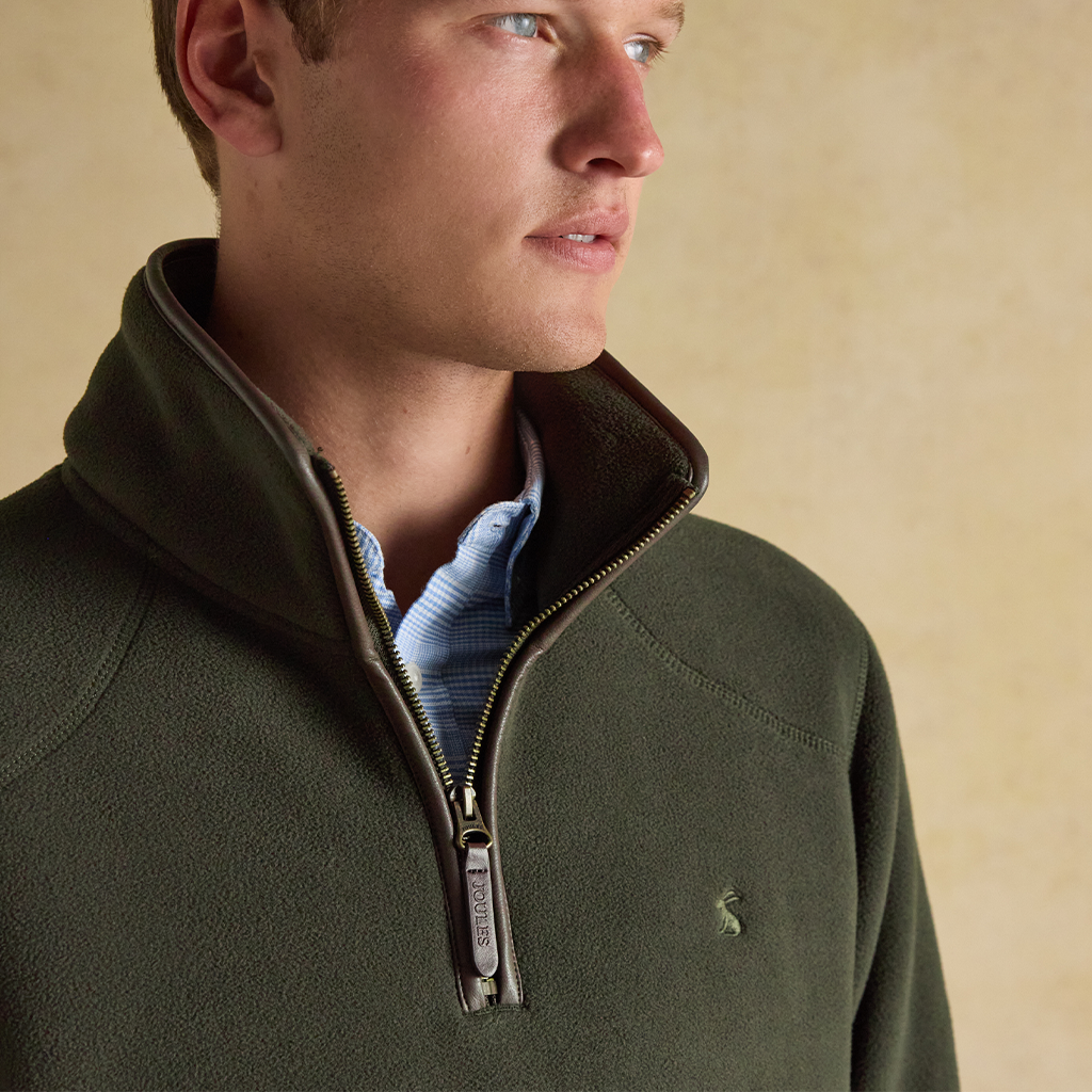 Joules HERITAGE 1/4 ZIP Mens Fleece Top Dark Green