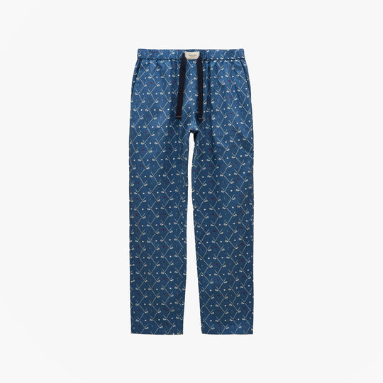 Joules DOZER Mens Pyjama Bottoms Blue front view featuring relaxed fit and cotton material.