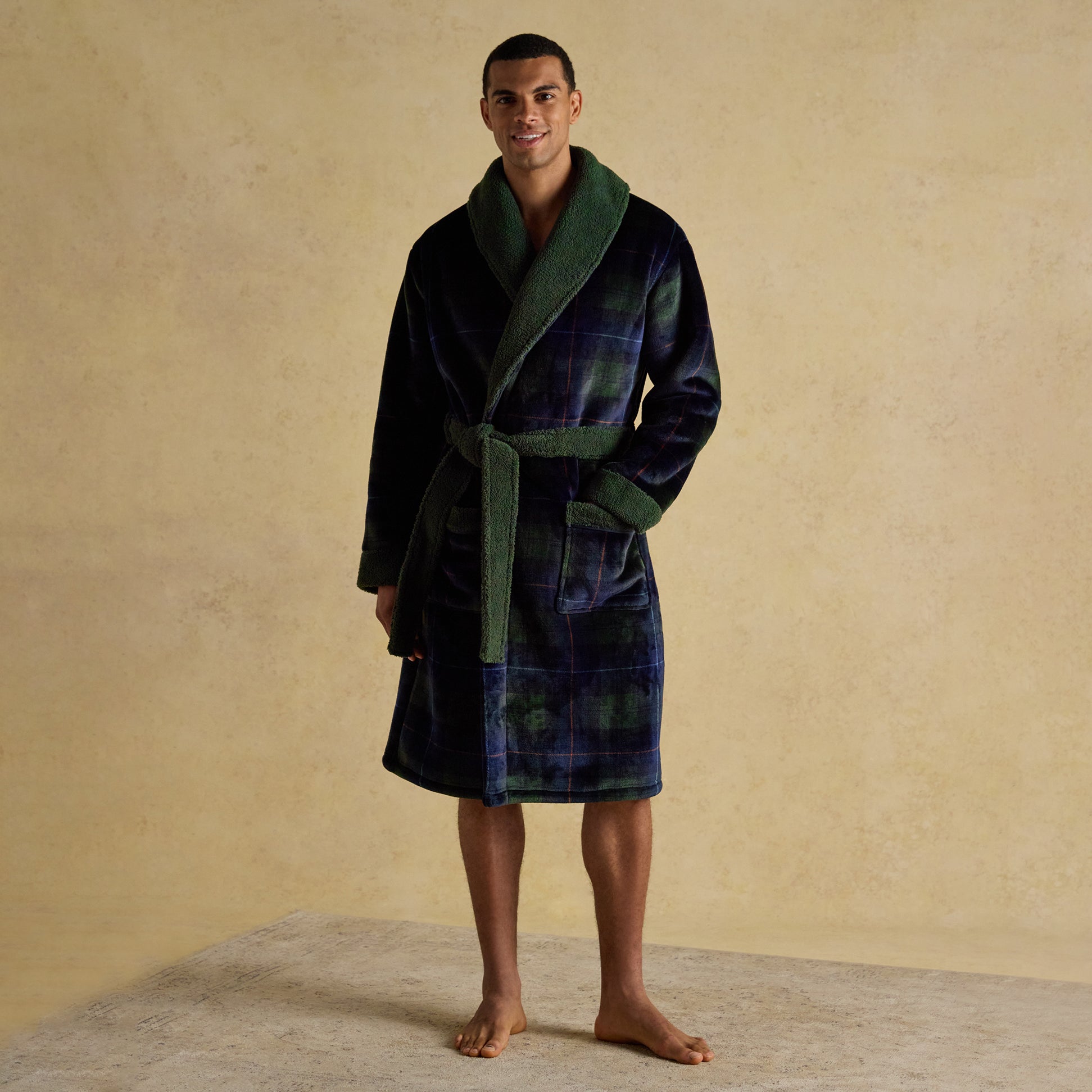 Joules MONTAGUE Mens Robe Green/Navy