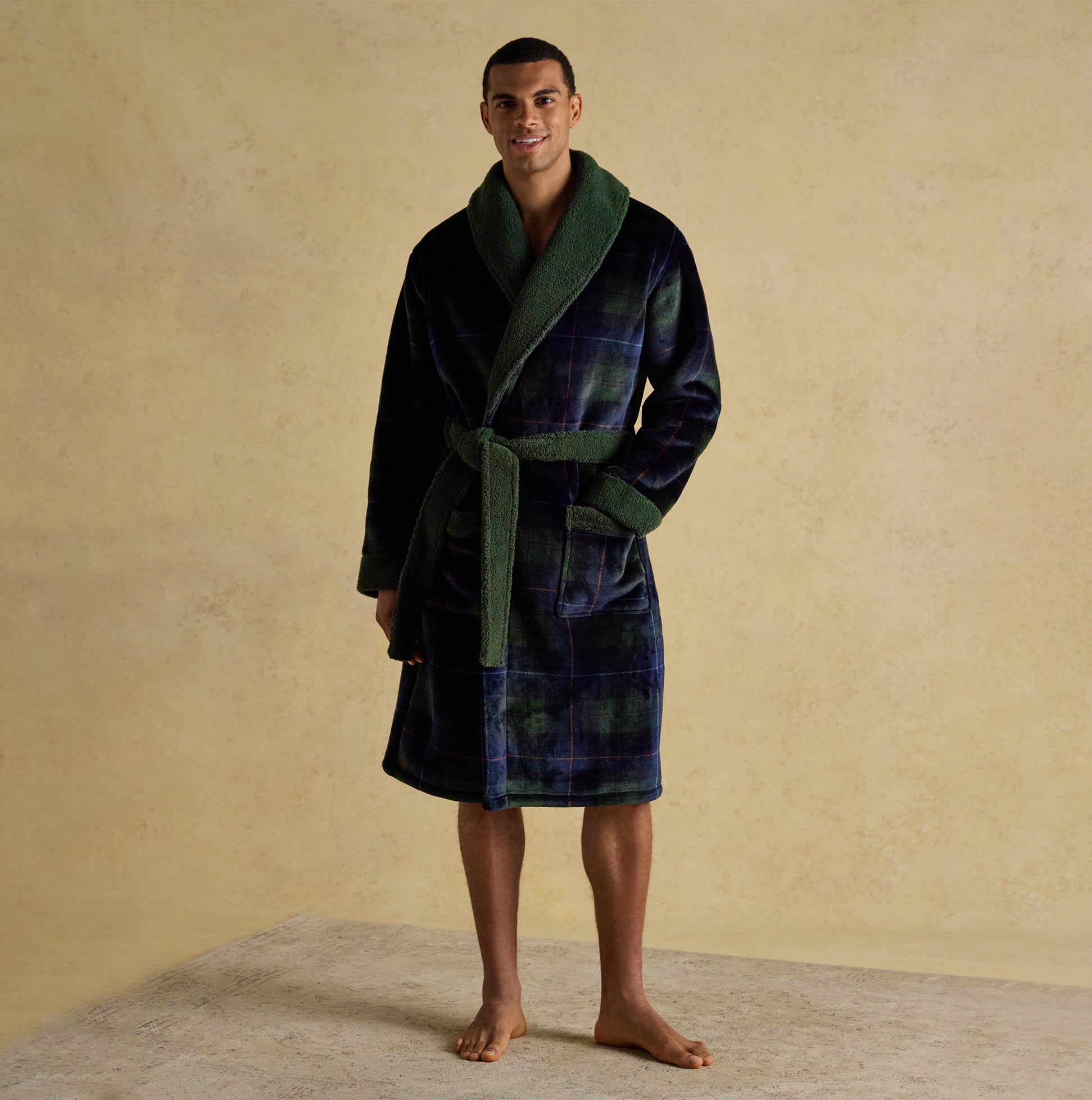 Joules MONTAGUE Mens Robe Green/Navy