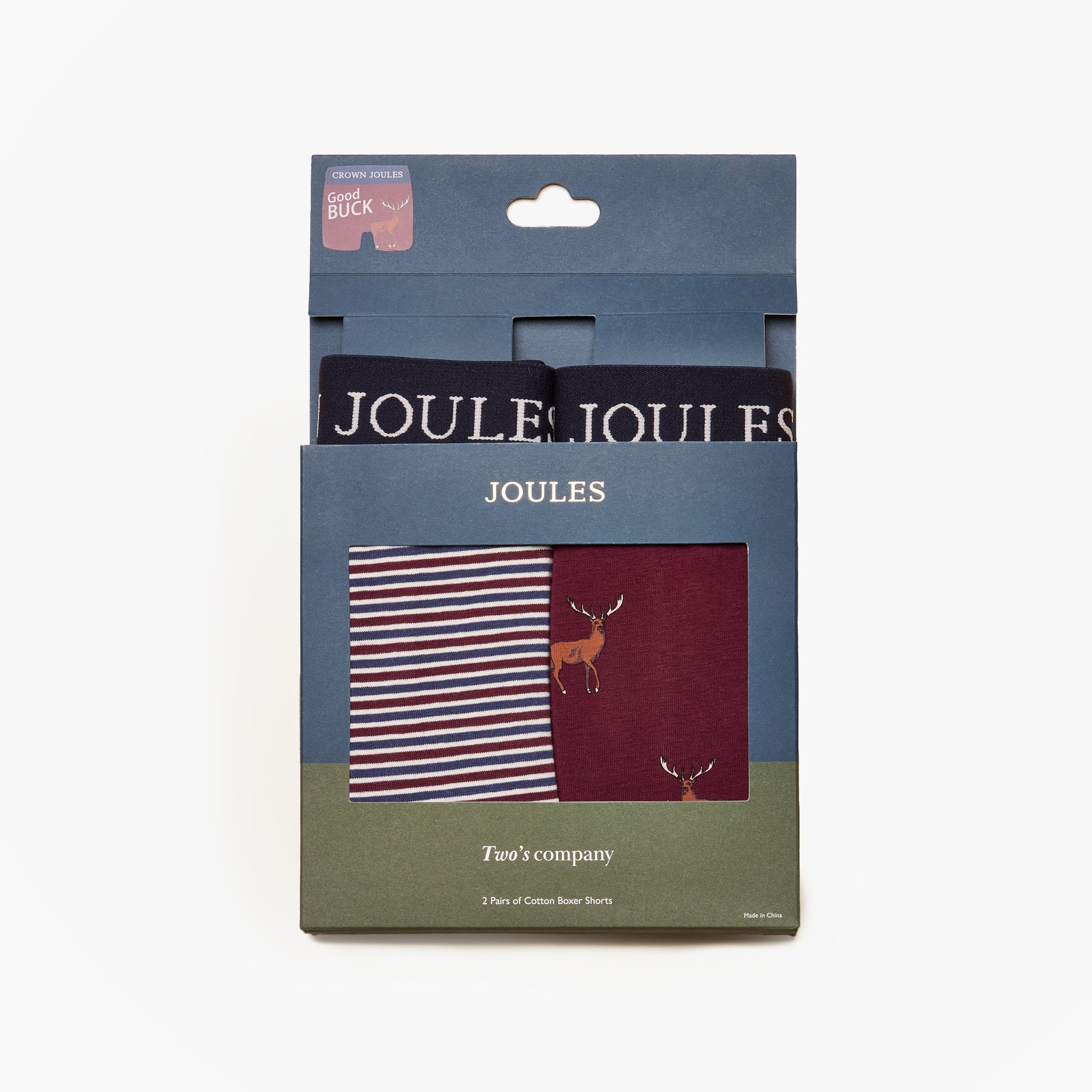 Joules Joules CROWN JOULES Mens Boxer Shorts Burgundy Red