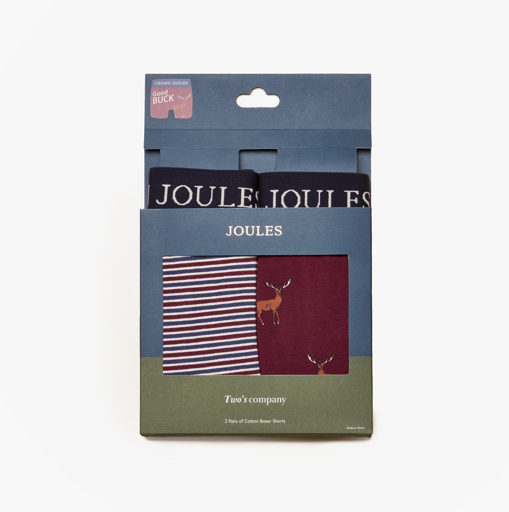 Joules Joules CROWN JOULES Mens Boxer Shorts Burgundy Red