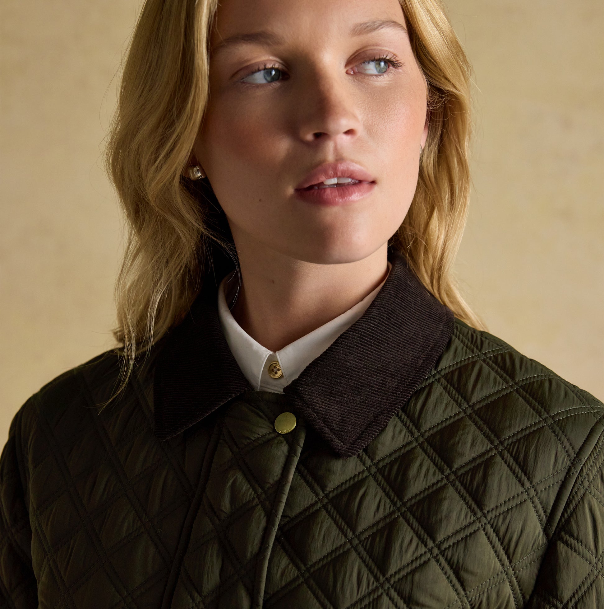 Joules BEATRIX Womens Showerproof Quilted Coat Khaki Green