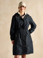 Joules HOLKHAM Womens Raincoat Navy Paisley front view showcasing adjustable features and relaxed fit.