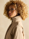 Joules Hensley Womens Waterproof Longline Coat with Packable Hood Tan Brown