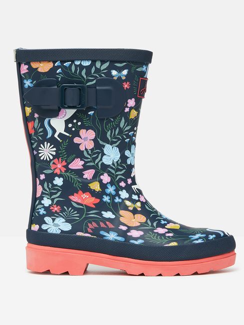Joules JNR WELLY PRINT Girls Wellies Navy Horse