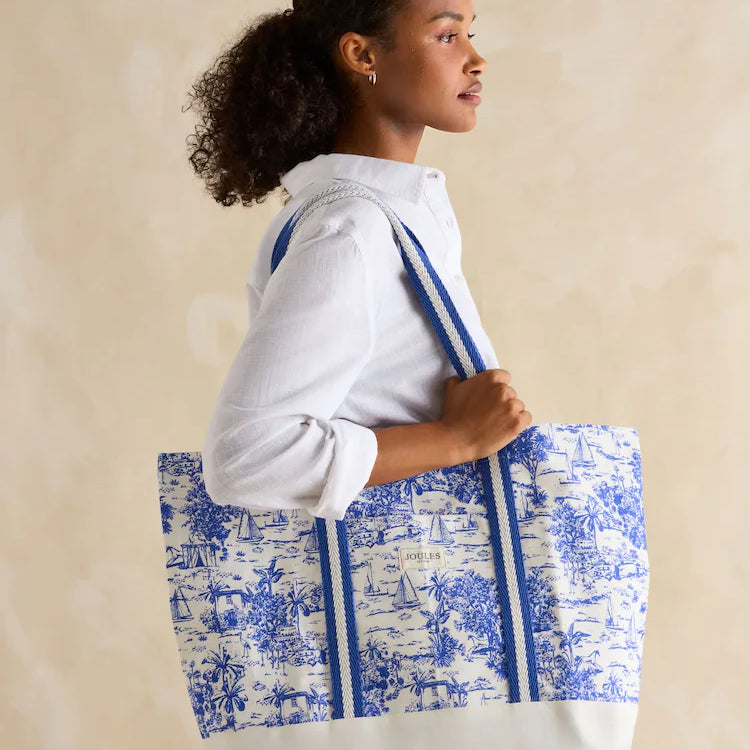 Joules PROMENADE Womens Tote Bag Blue Toile
