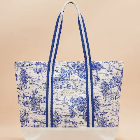 Joules PROMENADE Womens Tote Bag Blue Toile
