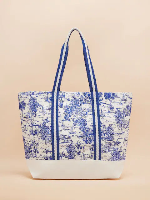 Joules PROMENADE Womens Tote Bag Blue Toile