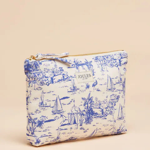 Joules CARRYWELL Womens Pouch Blue Toile