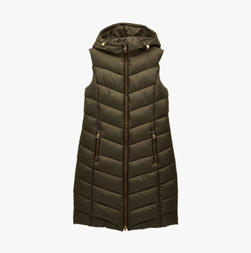 Joules Moorsdale Womens Longline Showerproof Padded Gilet Green