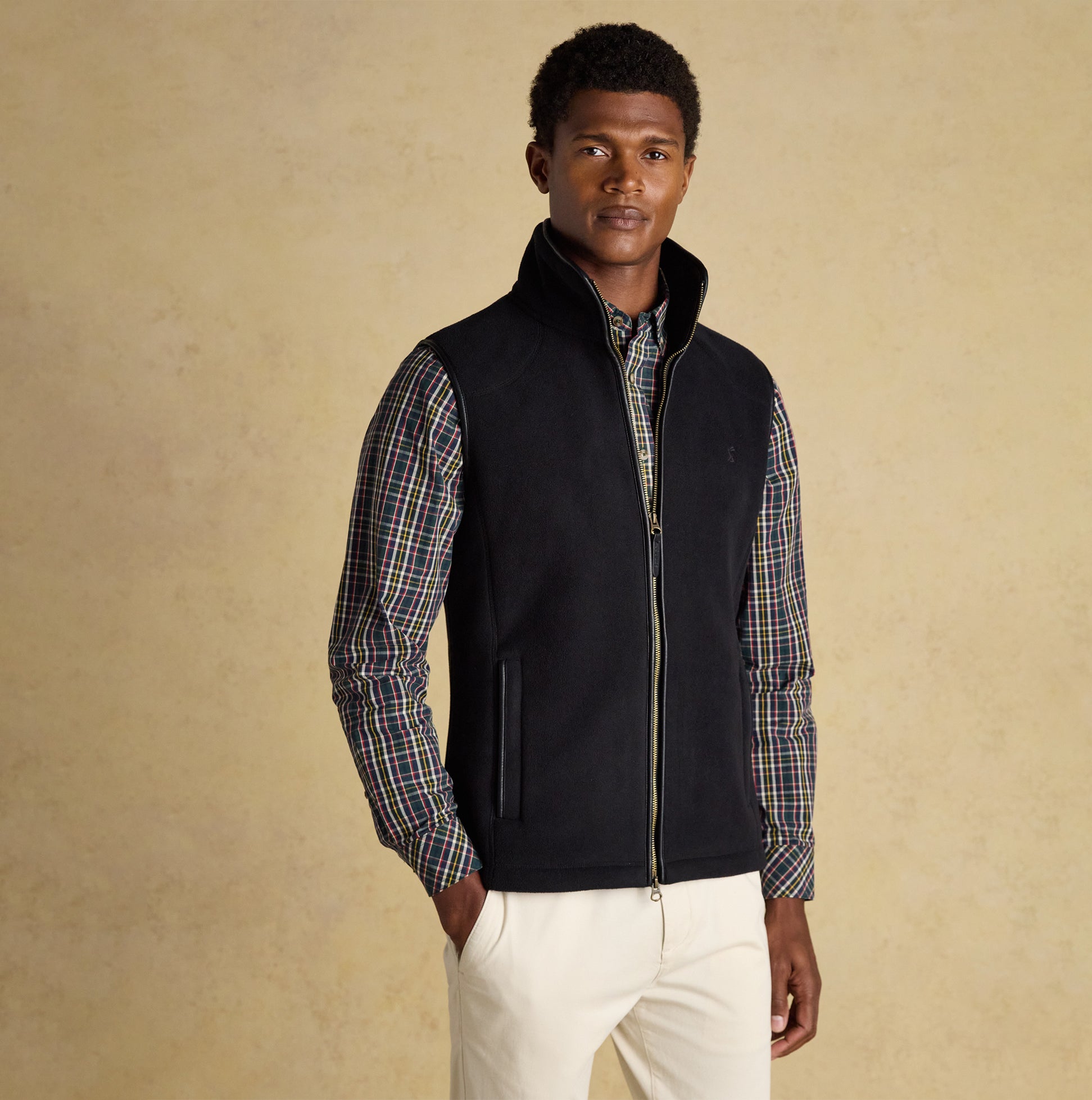 Joules HERITAGE FLEECE Mens Gilet Black