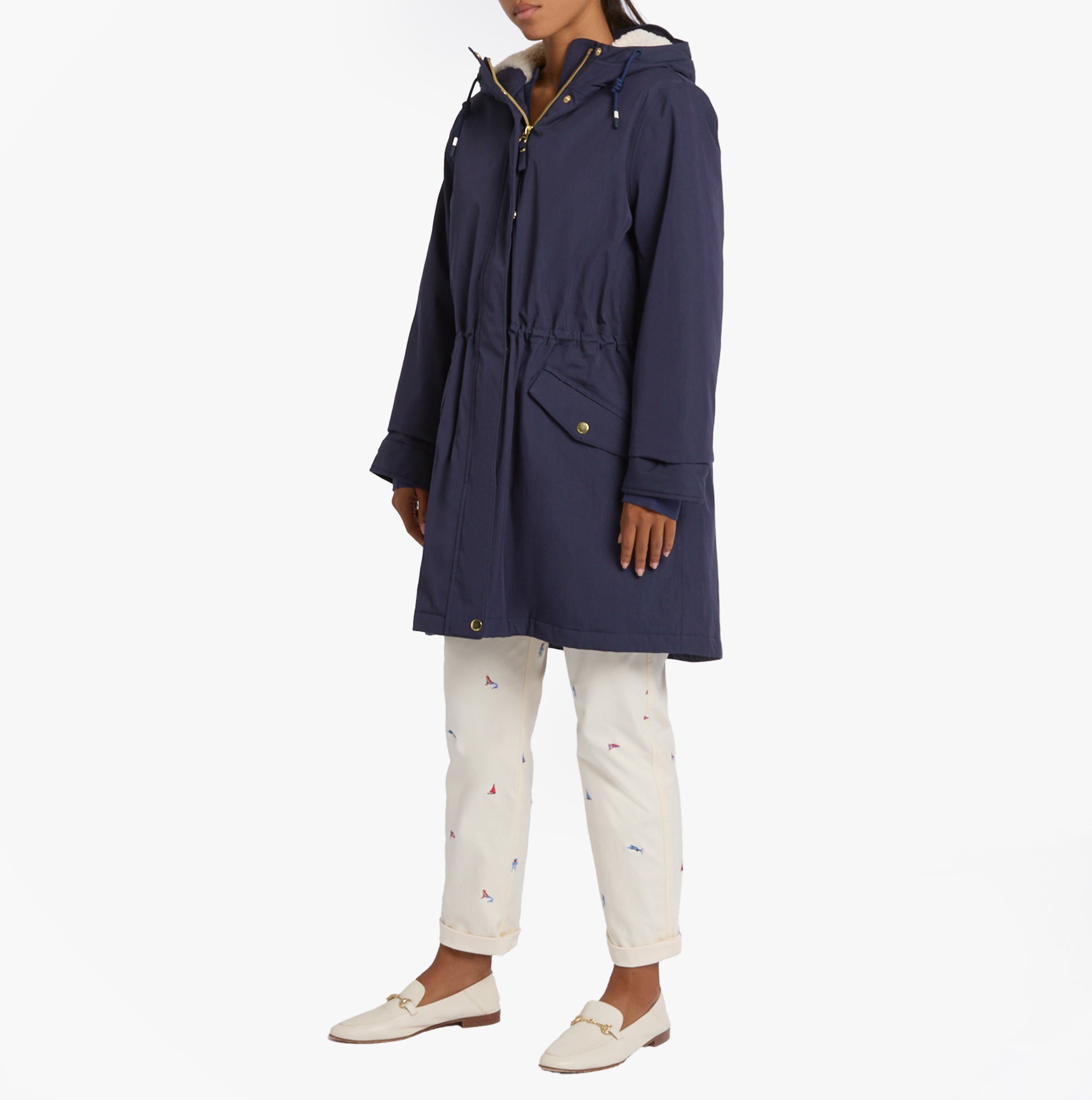 Joules PORTWELL Waterproof Hoodie Raincoat With Adjustable Waist Navy