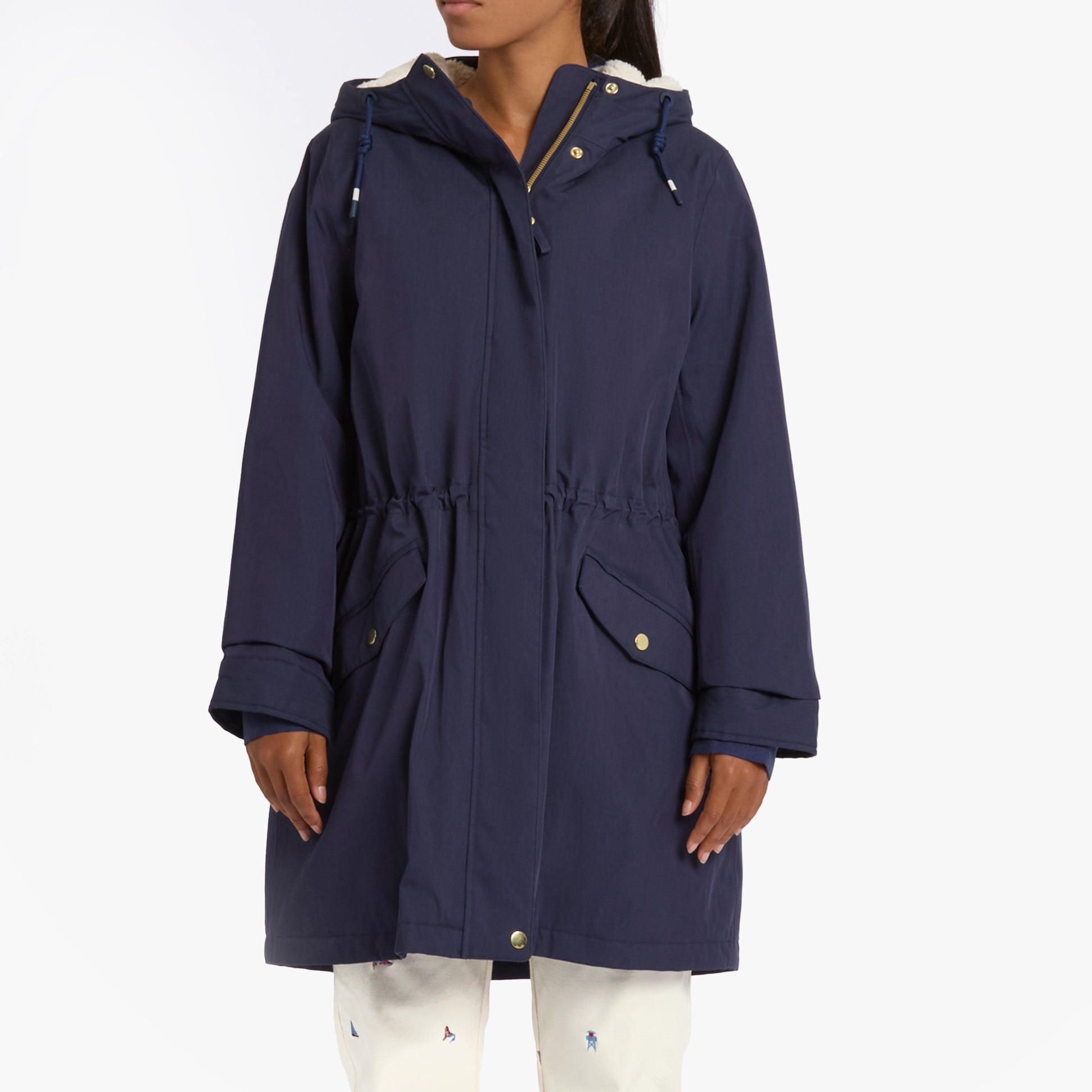 Joules PORTWELL Waterproof Hoodie Raincoat With Adjustable Waist Navy