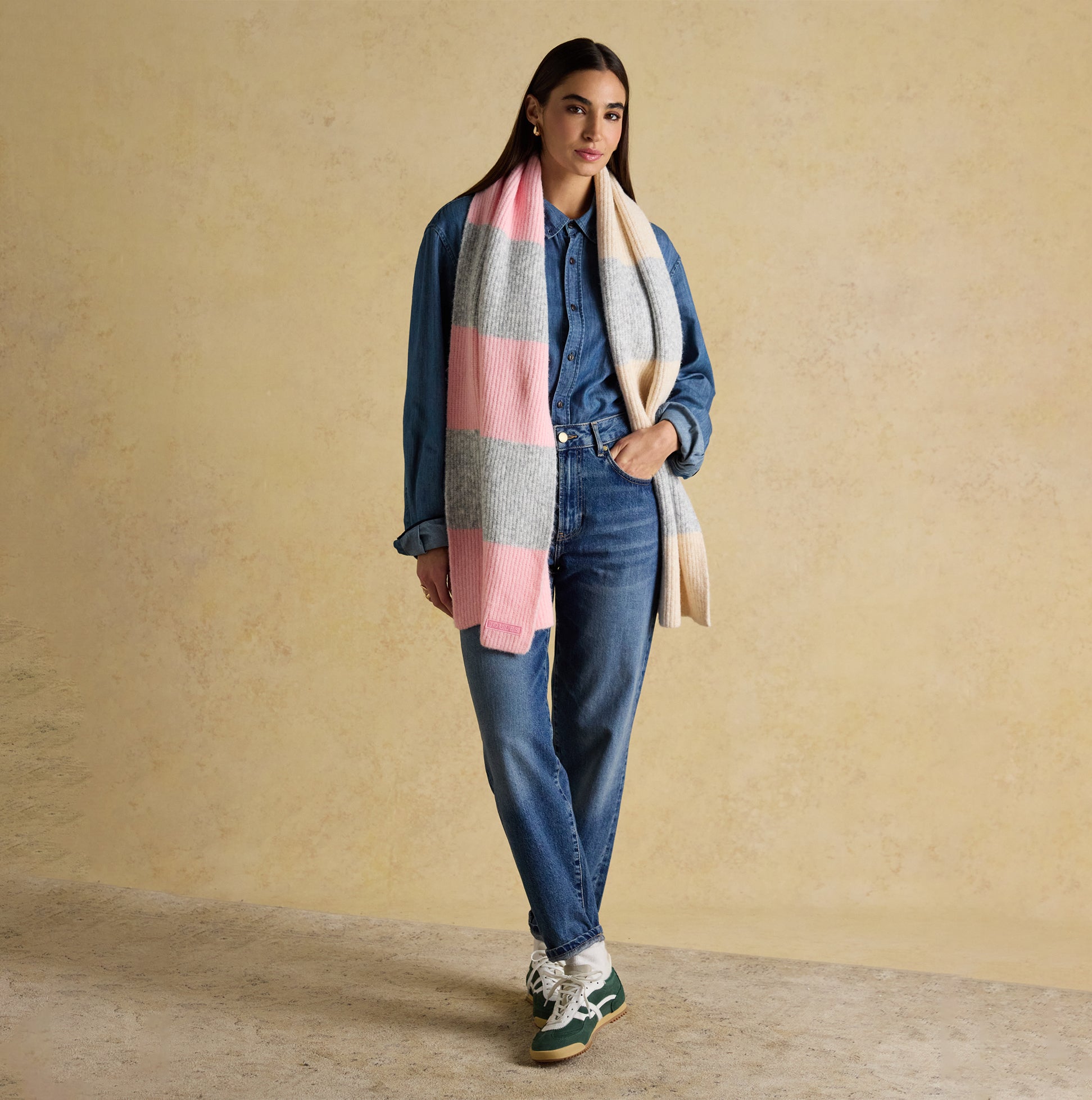 Joules Joules POPLEY STRIPE Womens Winter Pink/Grey