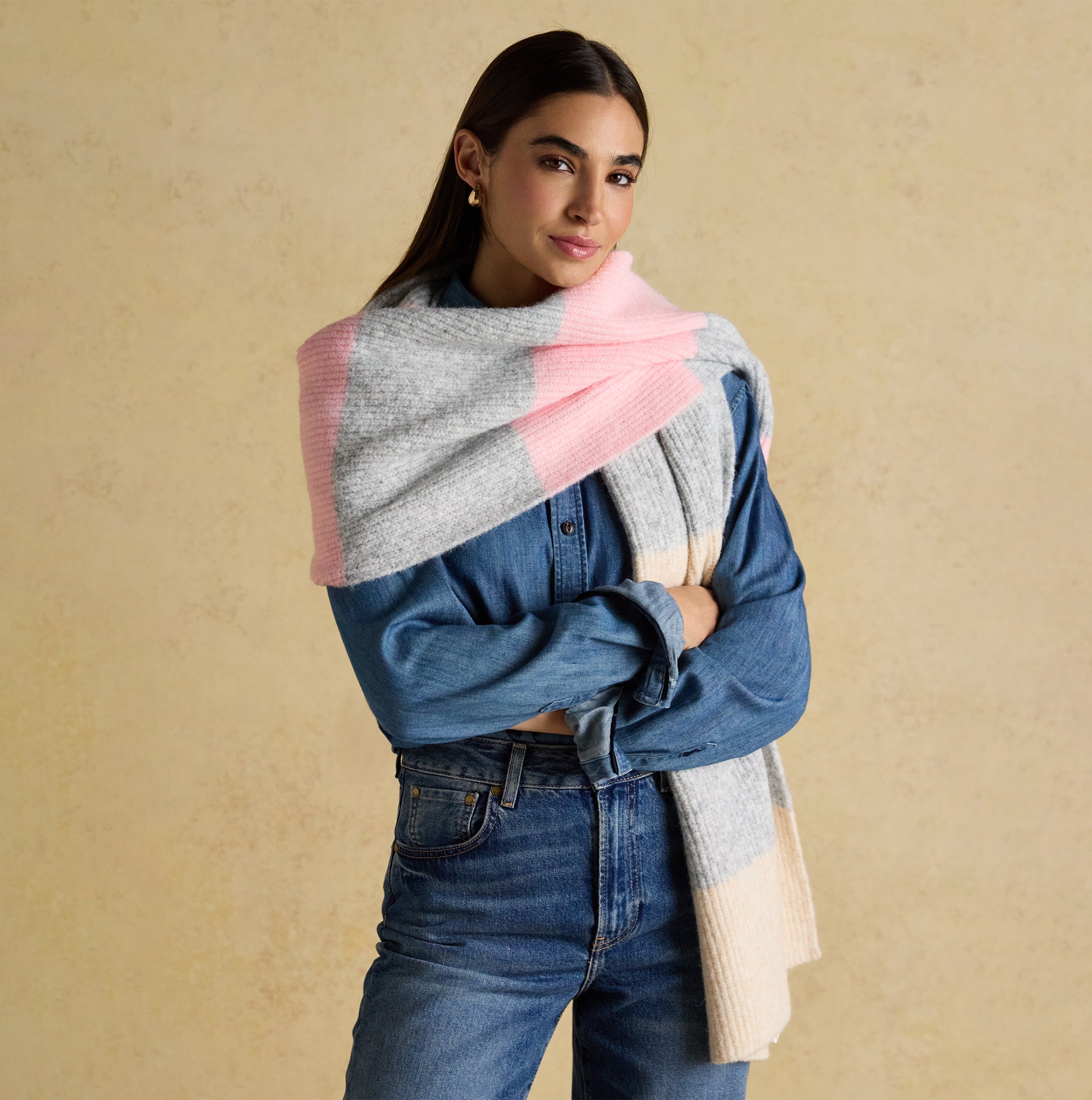 Joules Joules POPLEY STRIPE Womens Winter Pink/Grey