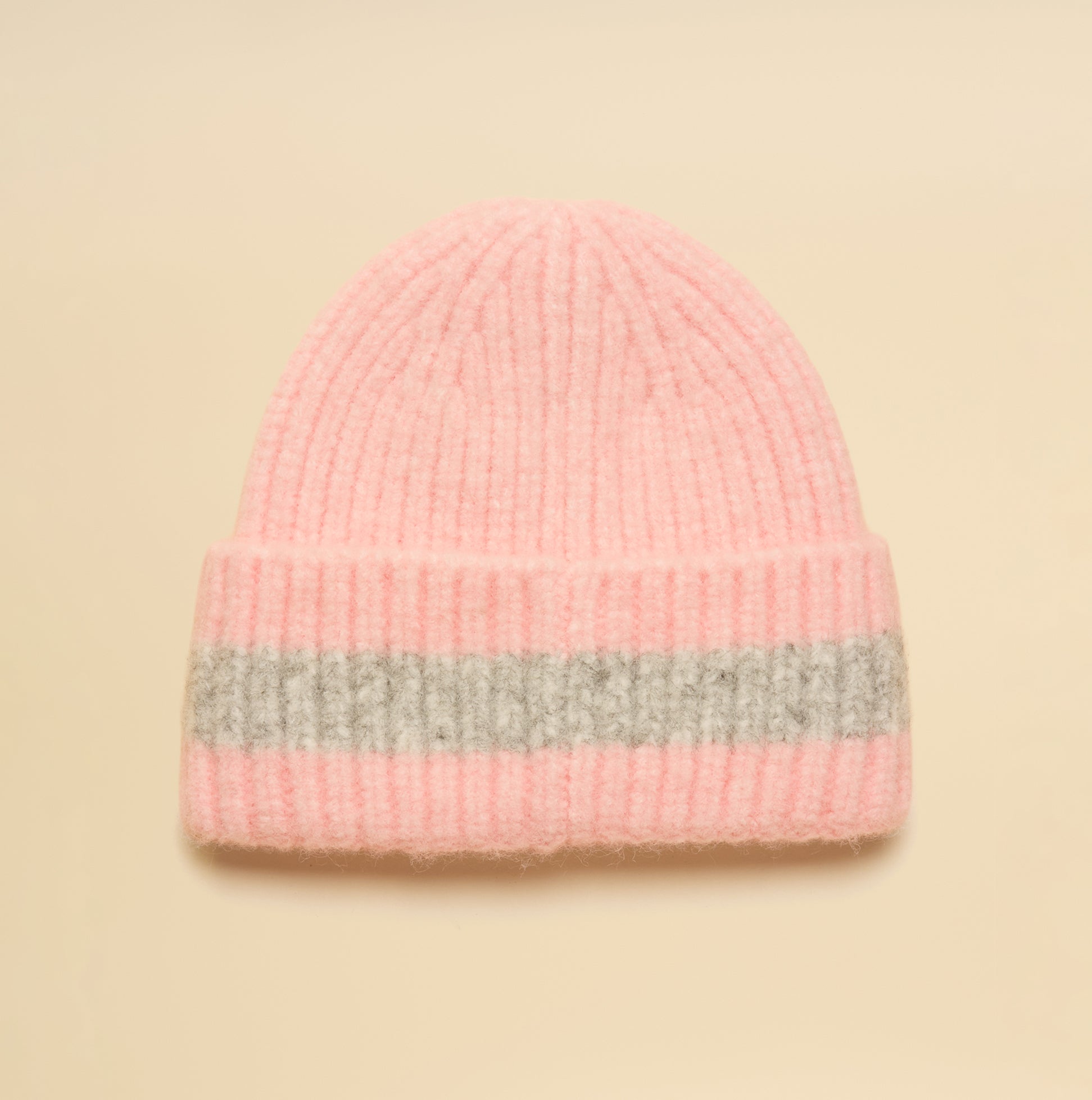 Joules POPLEY STRIPE Womens Beanie Pink/Grey