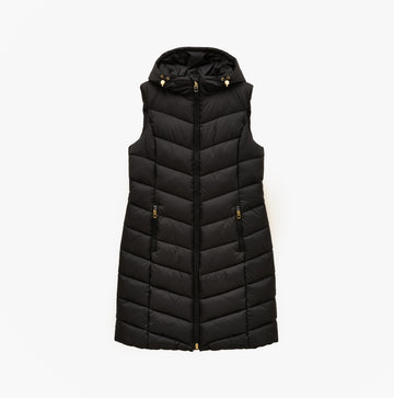 Joules Moorsdale Womens Longline Showerproof Padded Gilet Black