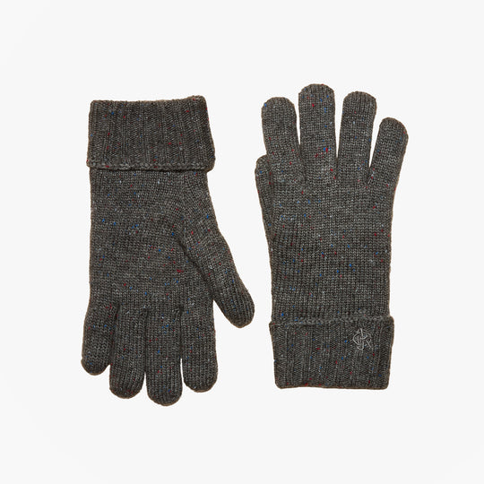 Joules HAMMOND Mens Gloves Grey front view showing the knitted texture and cuff design.