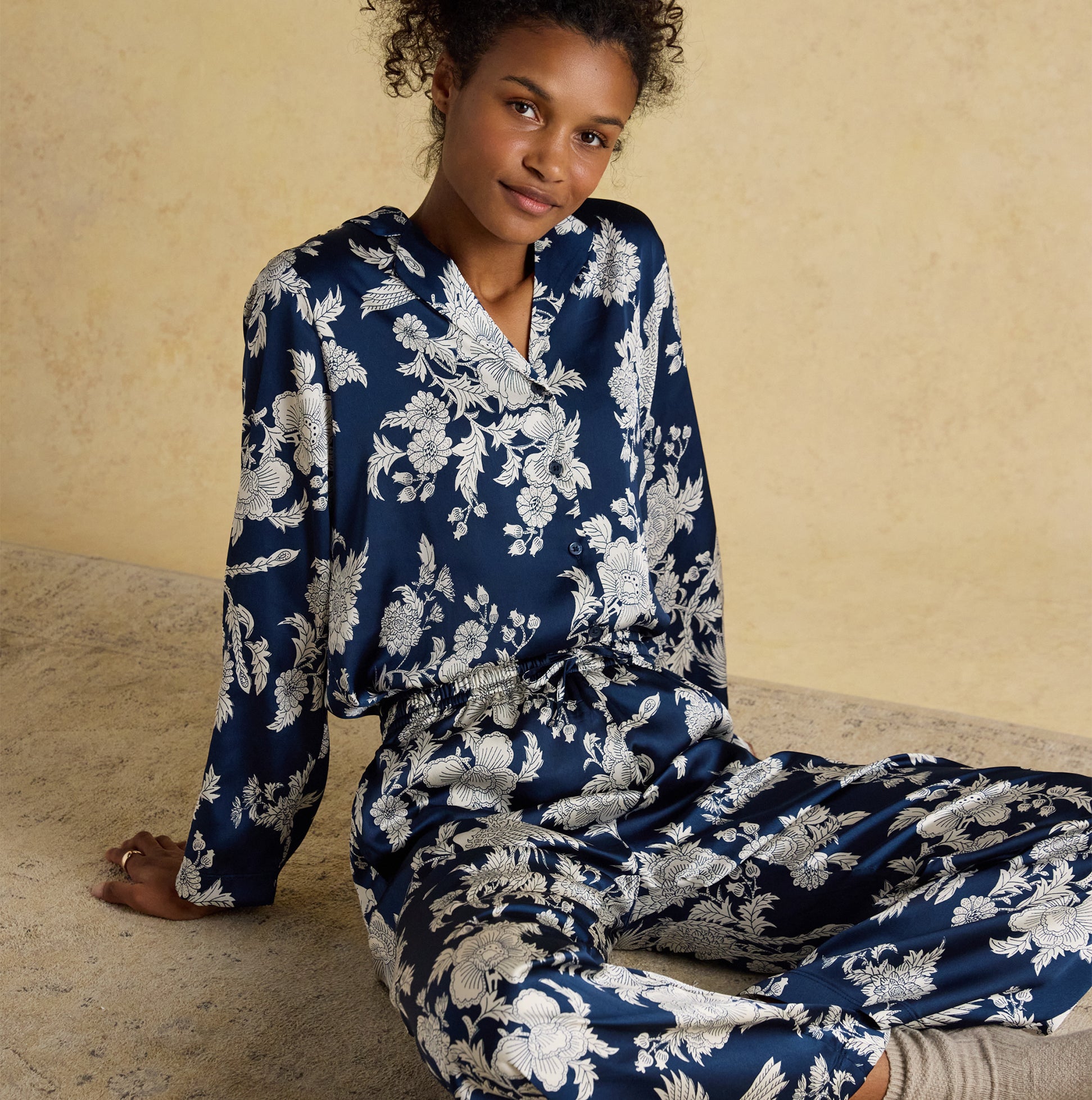 Joules BONNIE Womens Pyjama Set Navy Floral