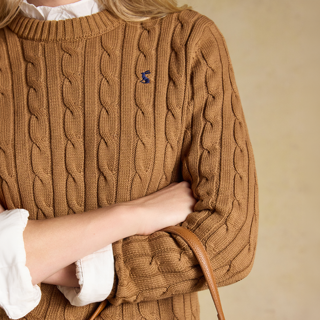Joules CLASSIC CABLE Womens Jumpers Camel