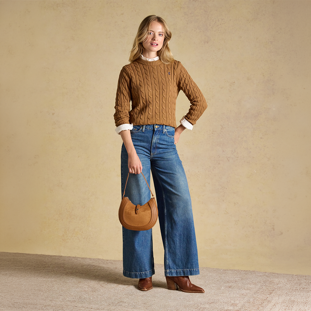 Joules CLASSIC CABLE Womens Jumpers Camel