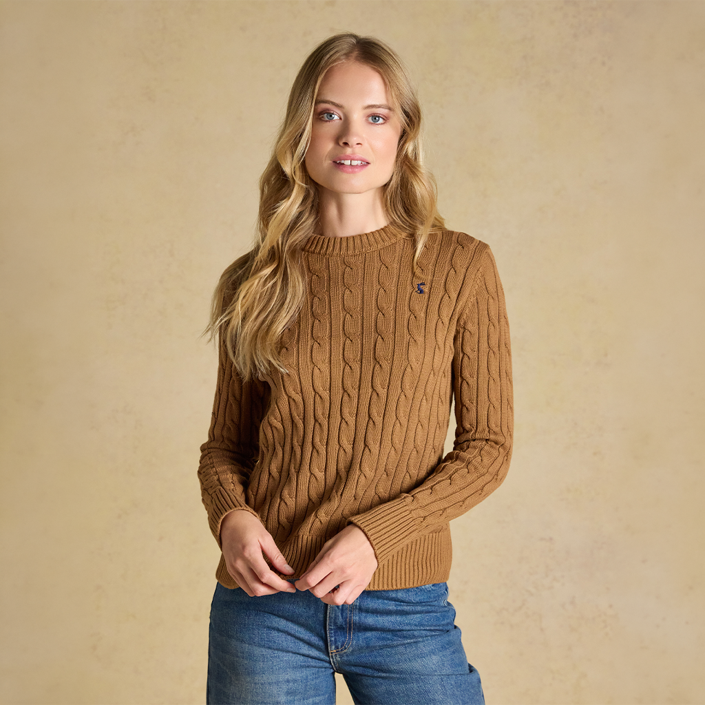 Joules CLASSIC CABLE Womens Jumpers Camel