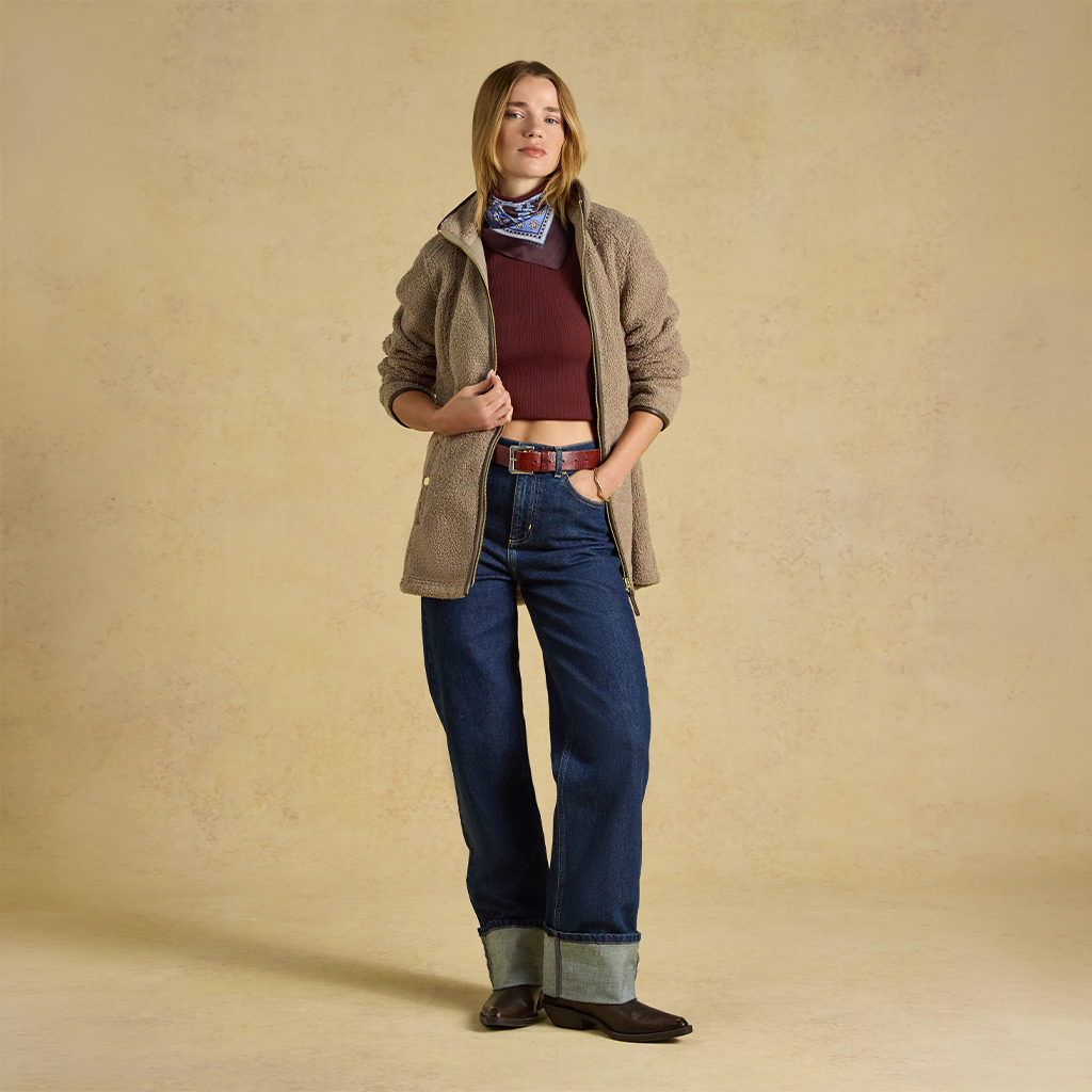 Joules BORG HERITAGE LONGLINE Womens Longline Jackets Mink Brown