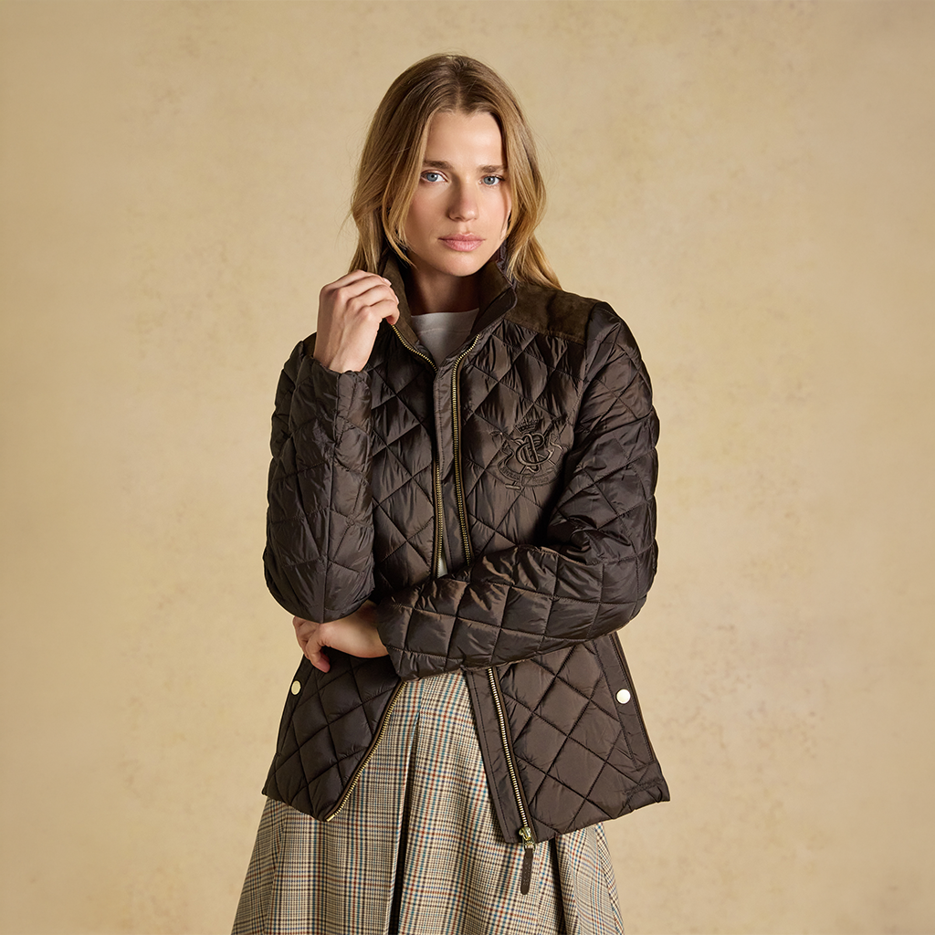 Joules BRAEMAR LUXE Womens Quilted Jackets Chocolate Brown