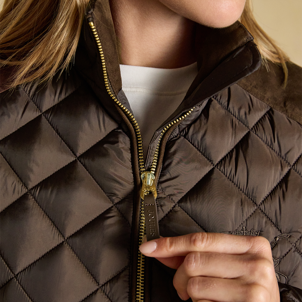 Joules BRAEMAR LUXE Womens Quilted Jackets Chocolate Brown