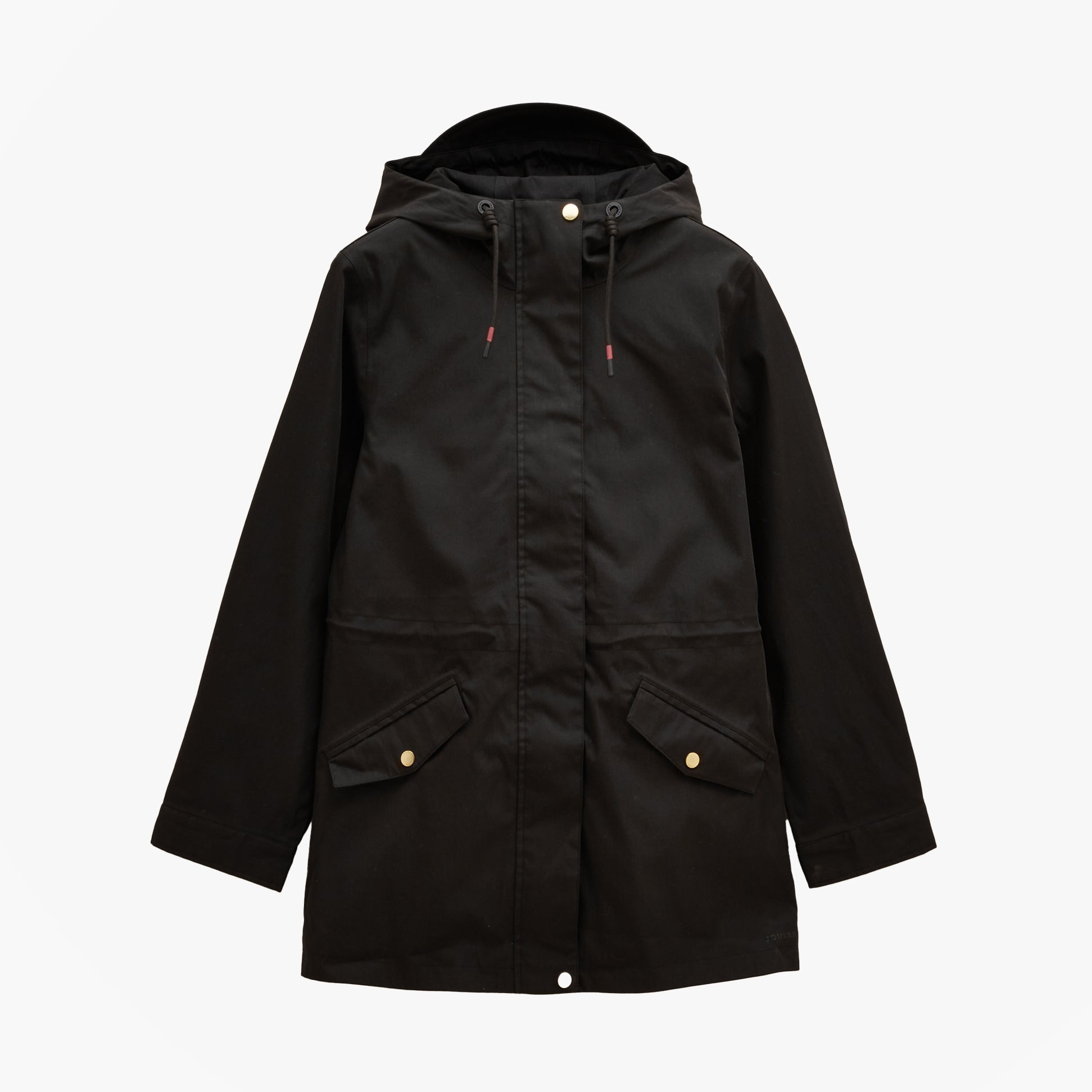 Joules PORTWELL Waterproof Hoodie Raincoat With Adjustable Waist Black