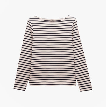 Joules Harbour Boat Neck 100% Cotton Breton Top Cream/Navy