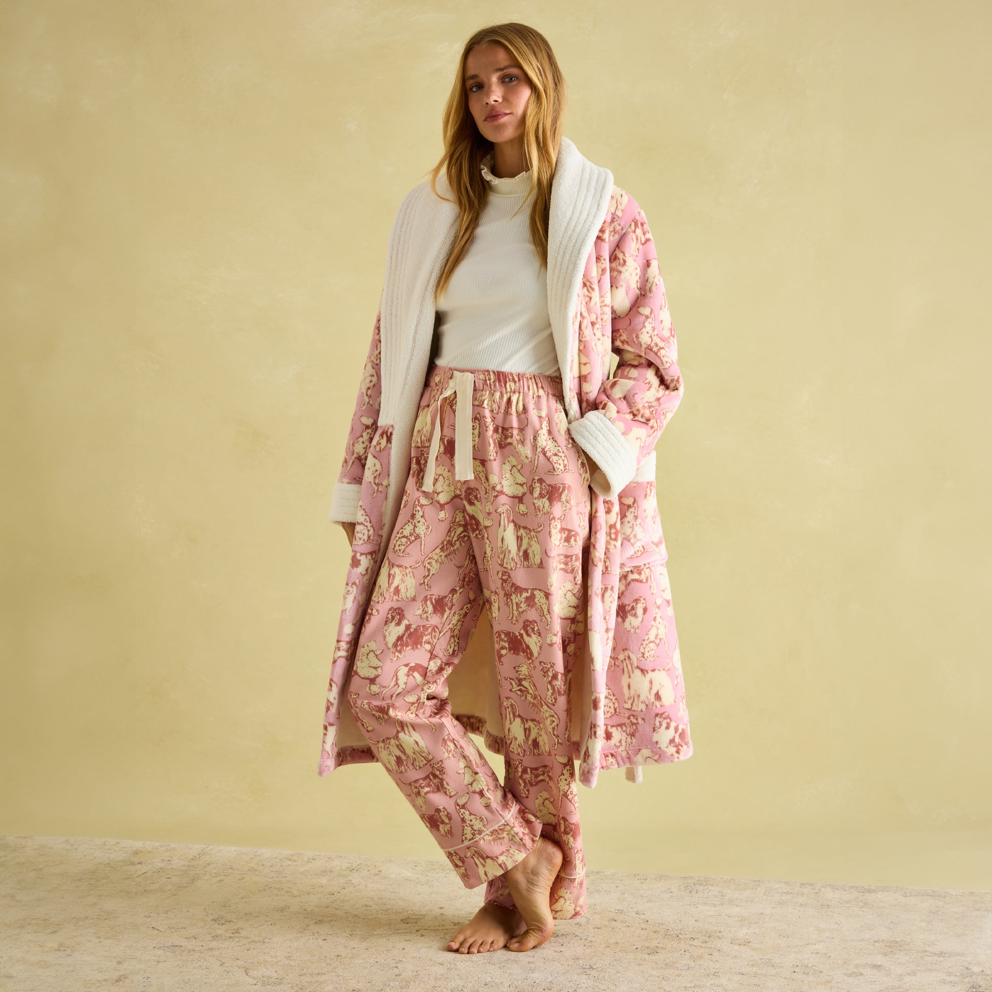 Joules STELLA Womens Pyjama Bottoms Pink Dogs