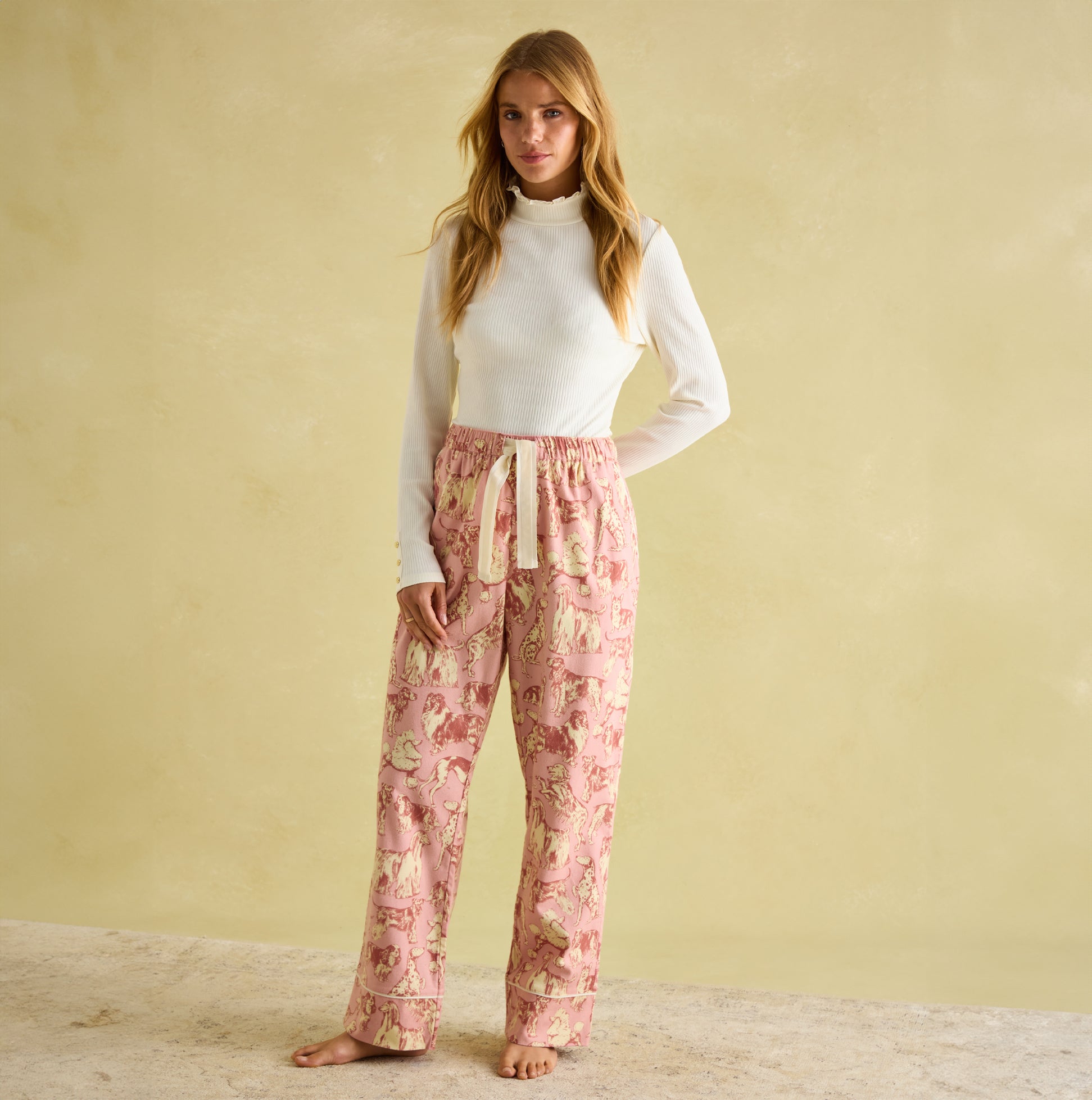 Joules STELLA Womens Pyjama Bottoms Pink Dogs